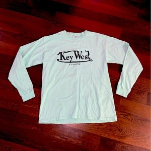 Comfort Colors Aqua/Teal Screen Printed Key West Long Sleeve Large